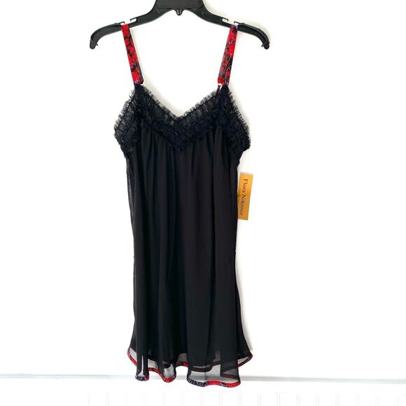 Flora Nickrooz Black Sheer Babydoll Nightie NWTS size large